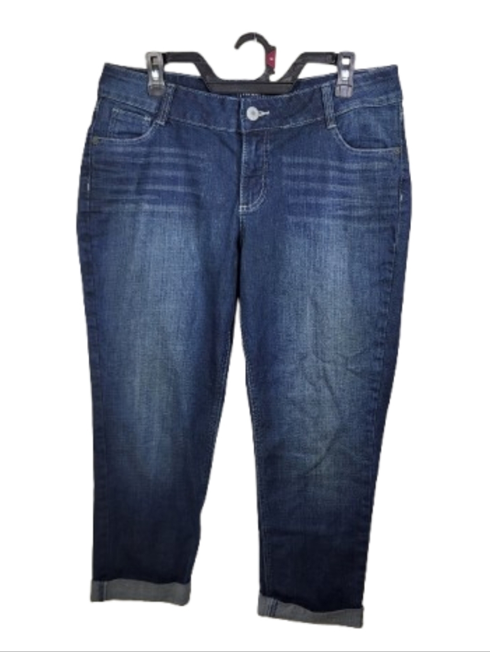 Riders By Lee Dark Wash Slim Crop Denim Blue Jeans Sz 14